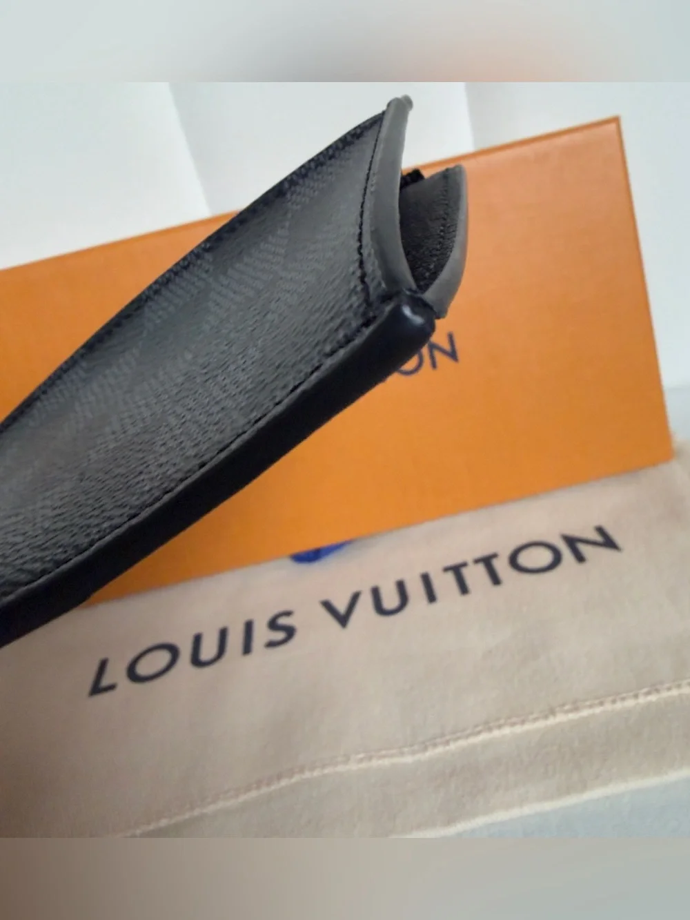 Louis Vuitton Damier Graphite Coin Card Holder Zipper Card Wallet Box & Dust Bag